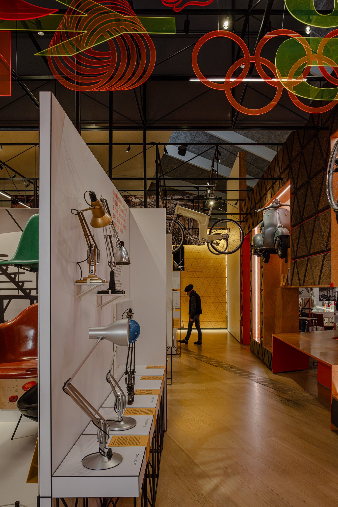 Display wall of lamps and hairdryers in the permanent collection, Design Museum