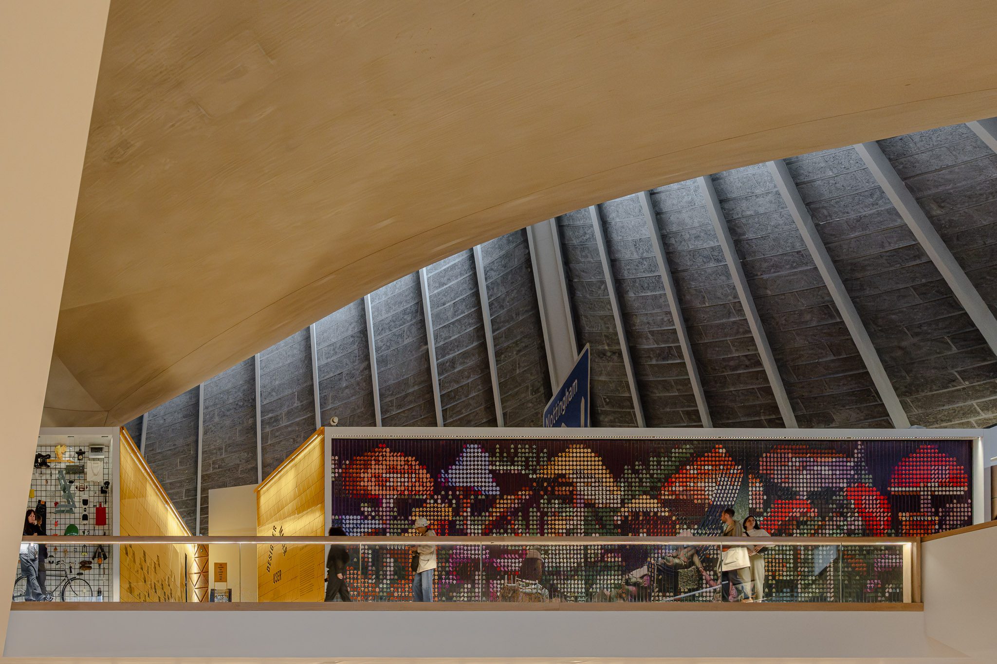 Oak gallery and copper roof structure of the Design Museum, London